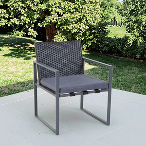 Leisure Traditional <b>Wicker</b> Foam Filled Silk <b>Screen</b> Printed Outdoor Garden Chair Portable Stacking Metal Frame for Villa - Product Image 1