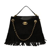 Nouveau sac fourre-tout hobo en daim vintage léger avec fermeture éclair et franges pour femme