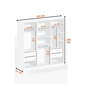 Armario Moderno KALE de 6 Puertas con 4 Cajones y 13 Estantes, Armario de Dormitorio que Ahorra Espacio para Guardar Ropa de Gimnasio - Product Image 3