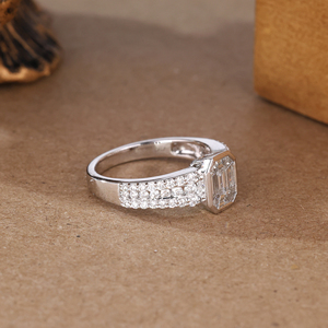 โปรโมชั่นจริง14K ทองคำขาวตัดมรกตเพชรธรรมชาติเครื่องประดับที่ดีแหวนหมั้นจัดส่งรวดเร็วพร้อมส่วนลดสวมใส่ทุกวัน - Product Image 3