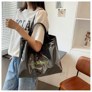 Hot Sale Custom Logo Wholesale Promotional Waterproof Clear PVC Transparent Tote Shopping Bag