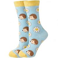 Chaussettes mi-mollet en coton pour femmes 2026, motif animaux de dessin animé mignons, drôles (Panda, Chat, Fruits), fantaisie, tricotées, vente en gros, personnalisables