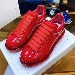 Zapatos casuales de moda para hombre, de alta calidad, de cuero charol de color sólido, con cordones, estilo deportivo elegante, suela gruesa, zapatos para caminar. - Product Image 2