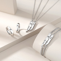 Vente en gros de bagues d'amour ouvertes ajustables romantiques pour couple en argent sterling S925 baiser avec visage humain