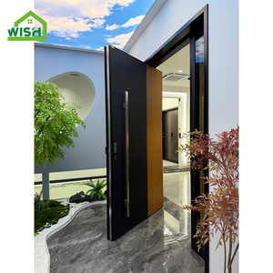 Villa moderne <span class=keywords><strong>Porte</strong></span> pivotante en acier bronze antivol pour l'entrée principale avant avec entrée extérieure unique - Product Image 3