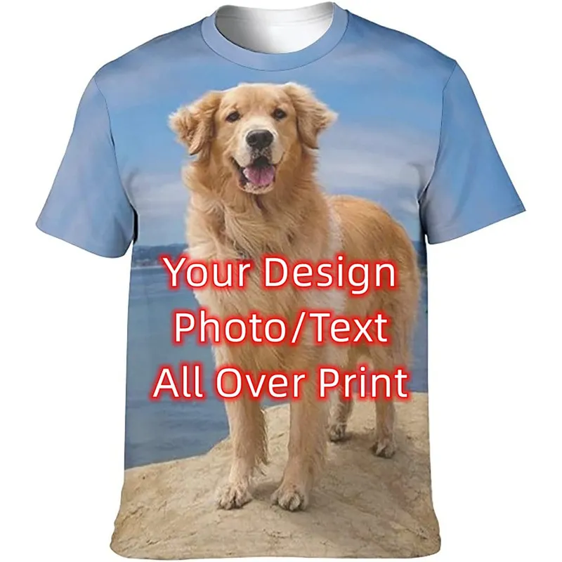 Fitspi Custom T Shirts wholesale Tee Shirt All Over Print Adicionar sua imagem T-Shirt Front Back 3D Print T Shirt