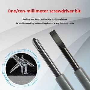 <span class=keywords><strong>Tournevis</strong></span> <span class=keywords><strong>plat</strong></span>/Phillips populaire à manche en plastique avec testeur de tension et indicateur - Outil d'électricien - Product Image 2