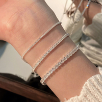 Bracelet tennis ajustable en argent sterling 925, bijou raffiné et tendance, serti d'un seul rang de zircons transparents et brillants