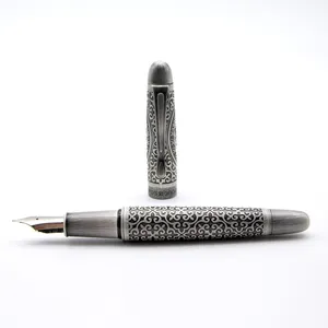 High Quality Antique Silver Luxury Fountain Pen with OEM Logo Custom Design FP