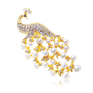 Broche de Pavo Real de Moda, Estilo Étnico Vintage, con Pedrería, Bañado en Oro Rosa, de Aleación, para Niños, Accesorio para Boda y Compromiso - Product Image 1