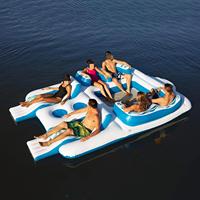 Île flottante tropicale Tahiti pour 6 personnes, île flottante gonflable Tahiti tropicale, flotteur de piscine pouvant accueillir 6 personnes