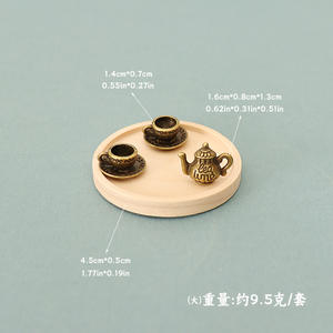 Miniature de théière de simulation pour <span class=keywords><strong>maison</strong></span> de poupée, tasse à thé, décoration de scène, accessoires de décoration de mini plateau faits à la main DIY - Product Image 6