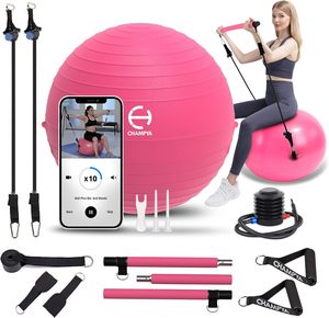 Barra de Pilates Silla de pelota de yoga y pelota de equilibrio para el embarazo, pelota de estabilidad y barra de Pilates de acero inoxidable para entrenamiento - Product Image 1