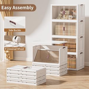 Clear Foldable Multi-Layer <b>Large</b> PP Storage Cabinet Household Storage <b>Boxes</b> Clothing Toys Home Packaging 20-35L Capacity Durable - Product Image 4