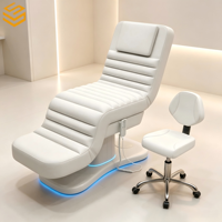Table de massage électrique LED commerciale avec tabouret pour salon de beauté, club de spa de luxe, équipement de mobilier