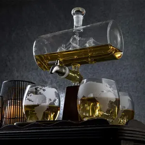 Sıcak satış ucuz fiyat yeni tasarım küre varil viski bardağı Decanter Decanter züccaciye bardak seti şişe fincan