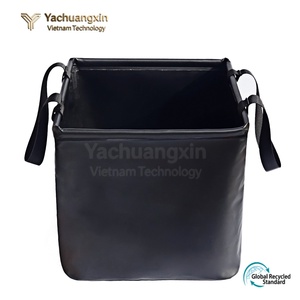 Bolsa de almacenamiento plegable cuadrada amarilla con asas negras, material no tejido para uso en campamentos al aire libre, para todas las estaciones - Product Image 4