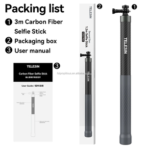 Palo de Selfie Monopié Extensible de Fibra de Carbono de 3 Metros TELESIN con Tornillo de 1/4 para Cámaras GoPro, Insta360, Osmo Action, <span class=keywords><strong>DJI</strong></span> Action - Product Image 2