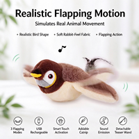 Jouet pour chat électrique interactif en forme d'oiseau (moineau) qui bat des ailes, en peluche mignonne, résistant aux morsures, en polaire de lapin, pour divertissement manuel