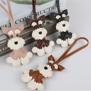 Hot Selling PU Leather Dog Pendant Luxury Designer Schnauzer Puppy Keychain Cartoon Animal Shape Pendant Dog <b>Bag</b> Charm - Product Image 6