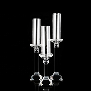Wholesale European Home Decor <strong>Glass</strong> Candle Holder Tube Crystal <strong>Candlestick</strong> - Product Image 2