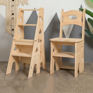 Chaise et tabouret pliants en bois à cinq marches modernes pour la maison, le bureau et l'hôtel - Product Image 6