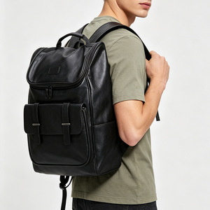 Laptop <b>Backpack</b> <b>Large</b> Capacity PU Black Unisex Soft Handle Interior Compartment Leisure Travel Spring 2026 - Product Image 3