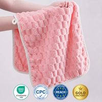 Serviette de visage en polaire corail certifiée OEKO-TEX, séchage rapide, texture gaufrée, douce, absorbante, respirante, 50x25cm pour le visage et les cheveux