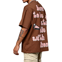 T-shirts de créateur en coton à logo personnalisé, en boîte de luxe, à épaules tombantes, logo surdimensionné, coupe ample, t-shirt lourd pour hommes