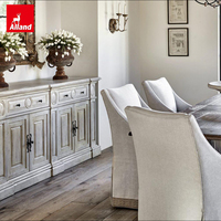 Meuble de cuisine Alland en bois massif blanc de qualité supérieure, style vintage vieilli, traditionnel, avec cadre, servant également de buffet beige.