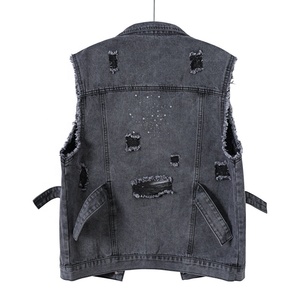Nouvelle <span class=keywords><strong>veste</strong></span> <span class=keywords><strong>en</strong></span> <span class=keywords><strong>jean</strong></span> pour <span class=keywords><strong>femme</strong></span> avec strass, blouson <span class=keywords><strong>sans</strong></span> manches de haute qualité, taille Plus, 2023 - Product Image 4