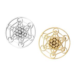 Broche amulette hexagramme <span class=keywords><strong>de</strong></span> l'archange Métablète en acier inoxydable, découpe laser géométrique, finition polie, motif filigrané, Yiwu Aceon - Product Image 1