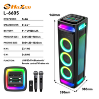 Enceinte portable 160W pour fêtes, triple woofer 6,5 pouces, éclairage RGB, basses profondes, micro sans fil, boombox karaoké extérieur pour la maison