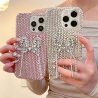 Coque de téléphone de luxe papillon avec strass pour iPhone 17 Pro Max, design coréen tendance, étui personnalisé à paillettes pour iPhone 16 15 14 Plus