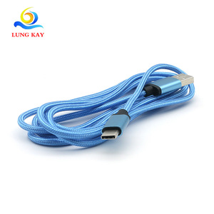 Lung Kay Usb Type <b>C</b> <b>Charging</b> Cable 1m Nylon Blue For Android Phones Data Transfer Fast <b>Charging</b> - Product Image 3