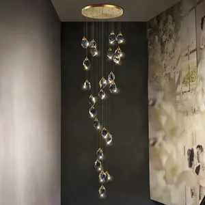 Luminária suspensa para sala de reunião, lustre transparente com pingente de vidro, lua única, k9