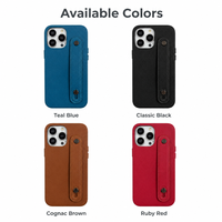 Étui de téléphone en cuir véritable avec logo personnalisé, dragonne et double rivet métallique antichoc pour iPhone 15 16 17 18 Pro Max, fabrication OEM