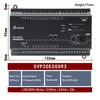 Controlador Lógico Programable (PLC) Delta Serie EC3 DVP20EC00R3 con 20 Entradas/Salidas, Salida de Relé, RS485 para Control de Equipos de Automatización