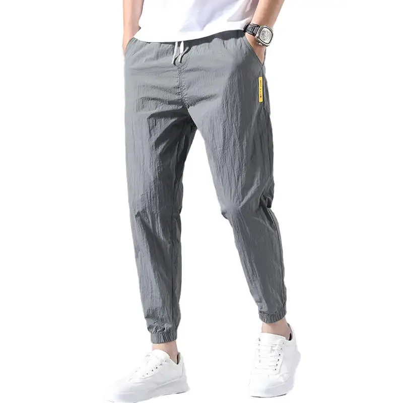 2023 New Spring Men's Casual Fashion Simple Nine-point Pants Loose Sweatpants Ultra-thin Waist Pants Men's Trousers