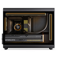 Boîtier PC Micro JONSBO D33 avec panneau latéral en verre trempé, flux d'air élevé, 9 ventilateurs, support pour refroidisseur AIO 360 mm, châssis de jeu pour ordinateur de bureau