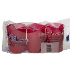 Pack 3 Velon Pequeno Rojo Votive <b>Candles</b> Long Burning <b>Red</b> Paraffin Wax <b>Candles</b> - Product Image 1