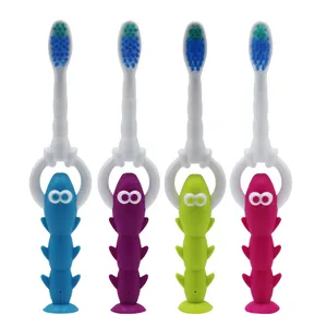 Großhandel Kind/Kinder benutzer definierte Logo Mundpflege weiche Borsten/Saugnapf unten Zahnbürste