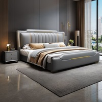 Ensembles de meubles de chambre modernes pour la maison, lit Queen Size confortable, cadre en bois King Size, direct usine, design sans lavage, rangement rotatif