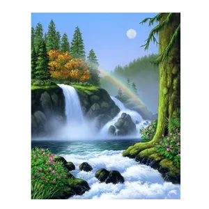 5d Diamond Painting Abstract Painting Running Water And Forest Diy Round Square Diamond Embroidery Kit Wall Decoration