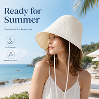 Chapeau Bob Femme à Large Bord Taille Unique 54-59cm Respirant Anti-UV avec Cordon de Serrage pour Plage, Voyage et Usage Quotidien