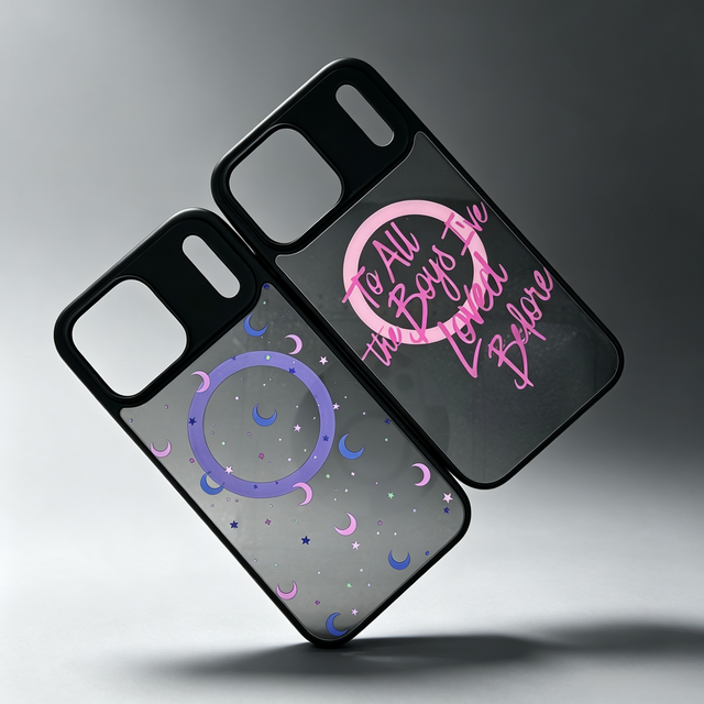 Y2K Aesthetic Magnetic for Electroplate Mirror Phone Case TPU Bumper Hard PC Back Cover Moon Star Floral Letter Collage