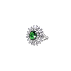 KMT0023-Conjunto de joyería de circonia cúbica verde de girasol, collar, pendientes, pulsera, anillo, conjunto de joyería de circón para mujer - Product Image 6