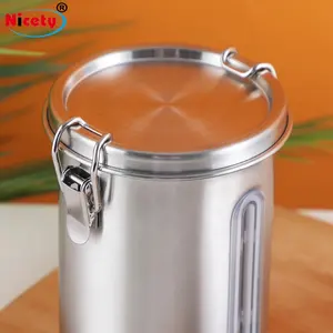 Nicety New Arrival Stainless Steel Sealed Jar With Clear Windows For Tea Cans Coffee Storage Canister