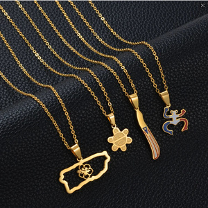 Collar de Acero Inoxidable Chapado en Oro con Mapa de Puerto Rico, Bandera, Coquí, Rana e Hibisco, Colgante para Mujer y Hombre, Joyería de Moda - Product Image 2
