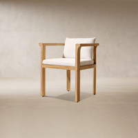 Fauteuil de jardin en bois massif avec coussins rembourrés blancs, chaise de patio pour villas de luxe, décoration extérieure